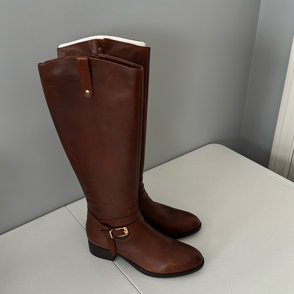 Chelsea and Violet. brown leather riding boots,9